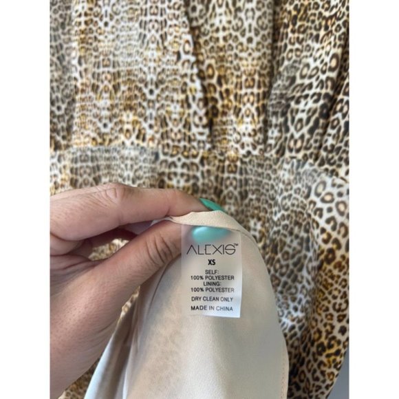 Alexis Dula Animal Print Lined Blouson Mini Dress Women's Brown Size: XS NWOT - Picture 6 of 8